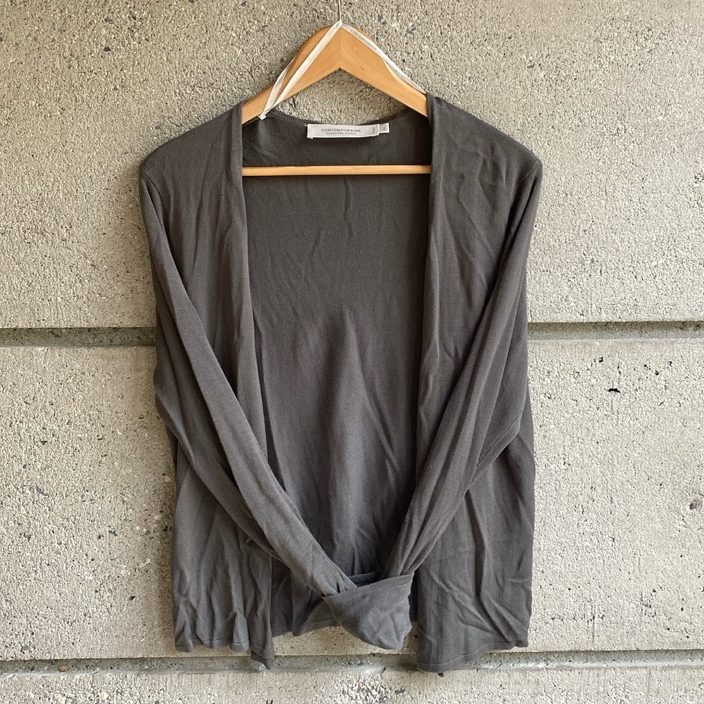 🤍 Simon’s Contemporaine Open Front Sage Green Cardi